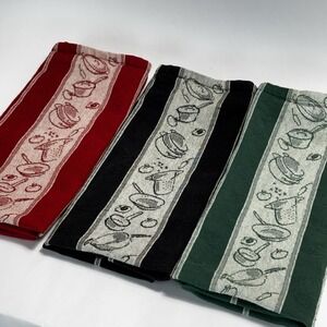 Calphalon Kitchen Towel Tea Towel Set (3) Pots Pans 100% Cotton